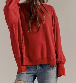 Free People We The Free Camden Sweatshirt, Flame Red, Size M